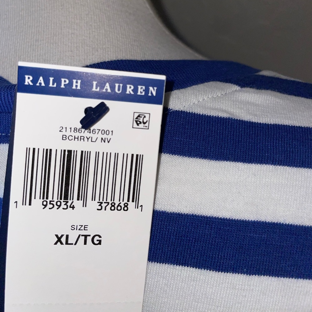 🎉HP🎉New! Polo Ralph Lauren Blue Stripe Oversized Fit Cotton T Shirt Dress XL - Picture 8 of 13
